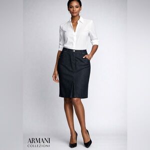 Armani Collezioni Denim Skirt Made in Italy Dark Wash Size 6
